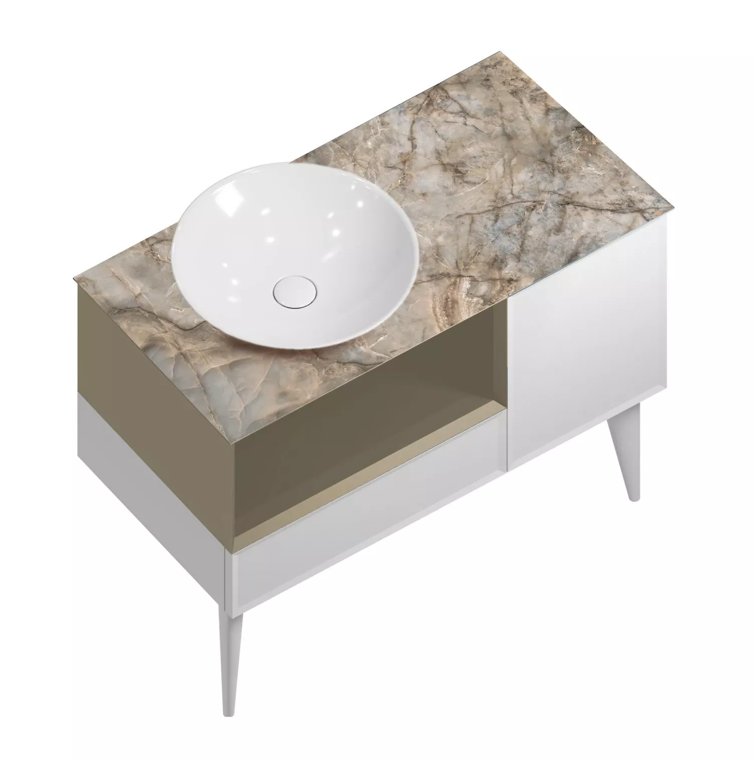 

Тумба с раковиной Kerama Marazzi Cono 97 белый/лимо матовый