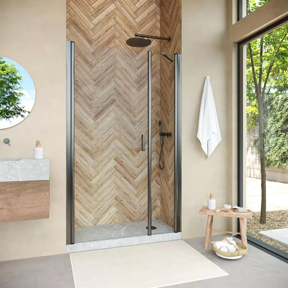 

Душевая дверь в нишу Vegas Glass EP-F-2 Novo 165 11 01 L профиль оружейная сталь, стекло прозрачное