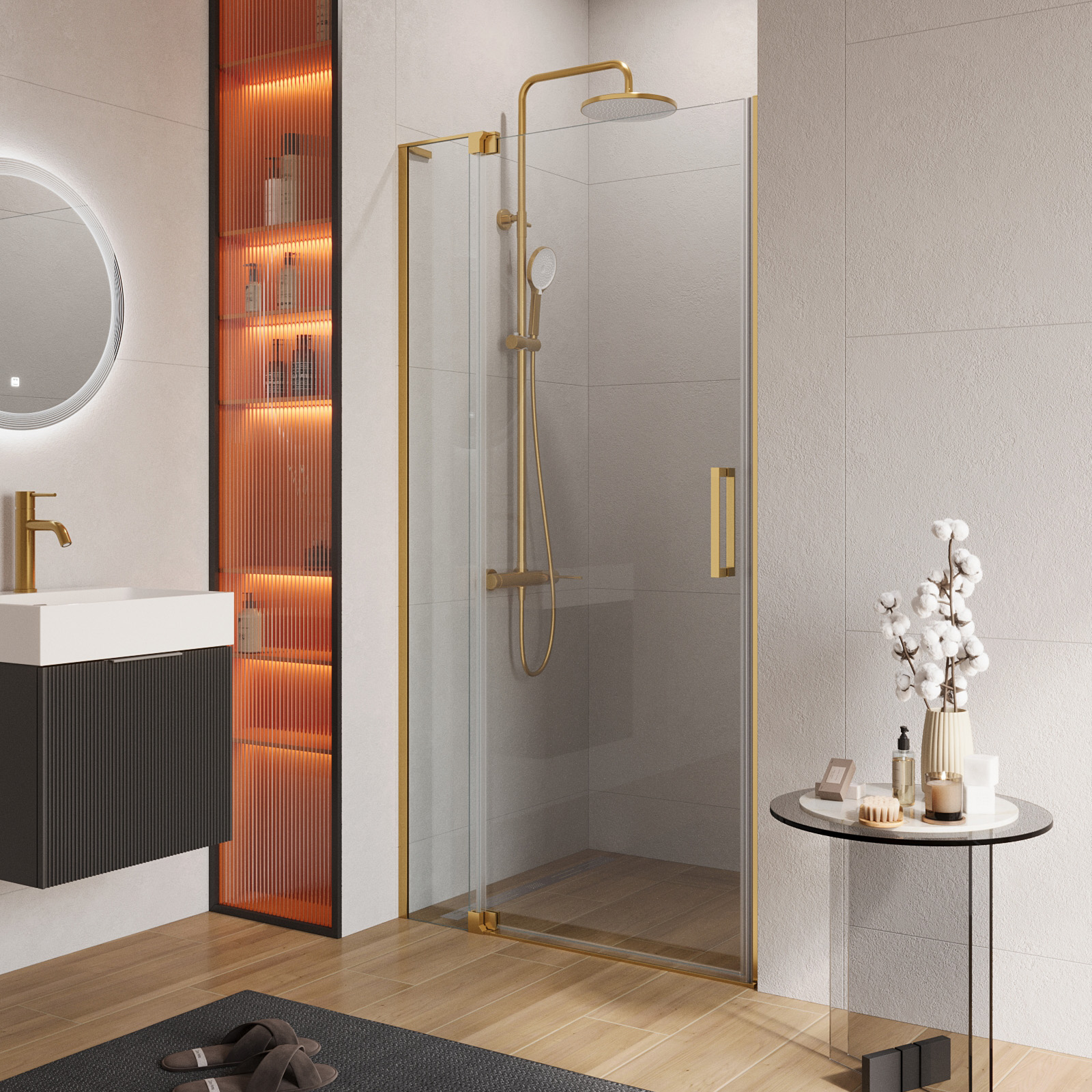 

Душевая дверь в нишу Cezares Slider SLIDER-B-1-90/100-C-BORO 100 см, профиль брашированное золото, стекло прозрачное