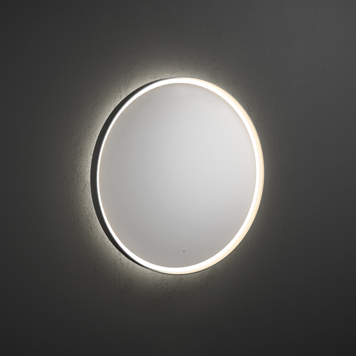Burgbad Зеркало d900 мм с подсветкой по кругу 4250k (51 ватт), сенсорный выкл., цвет:  Quarz Metallic