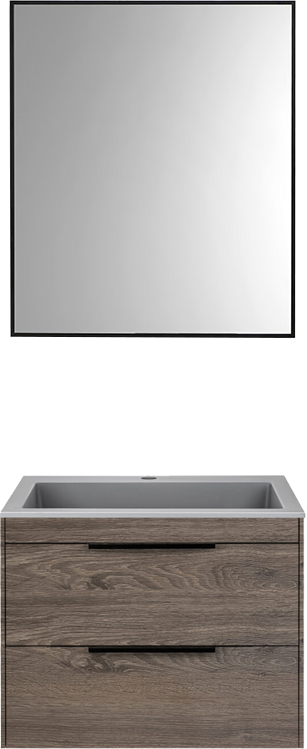 Мебель для ванной комнаты Vincea Chiara 2D 60 2 ящика темный дуб с серой раковиной 48370₽