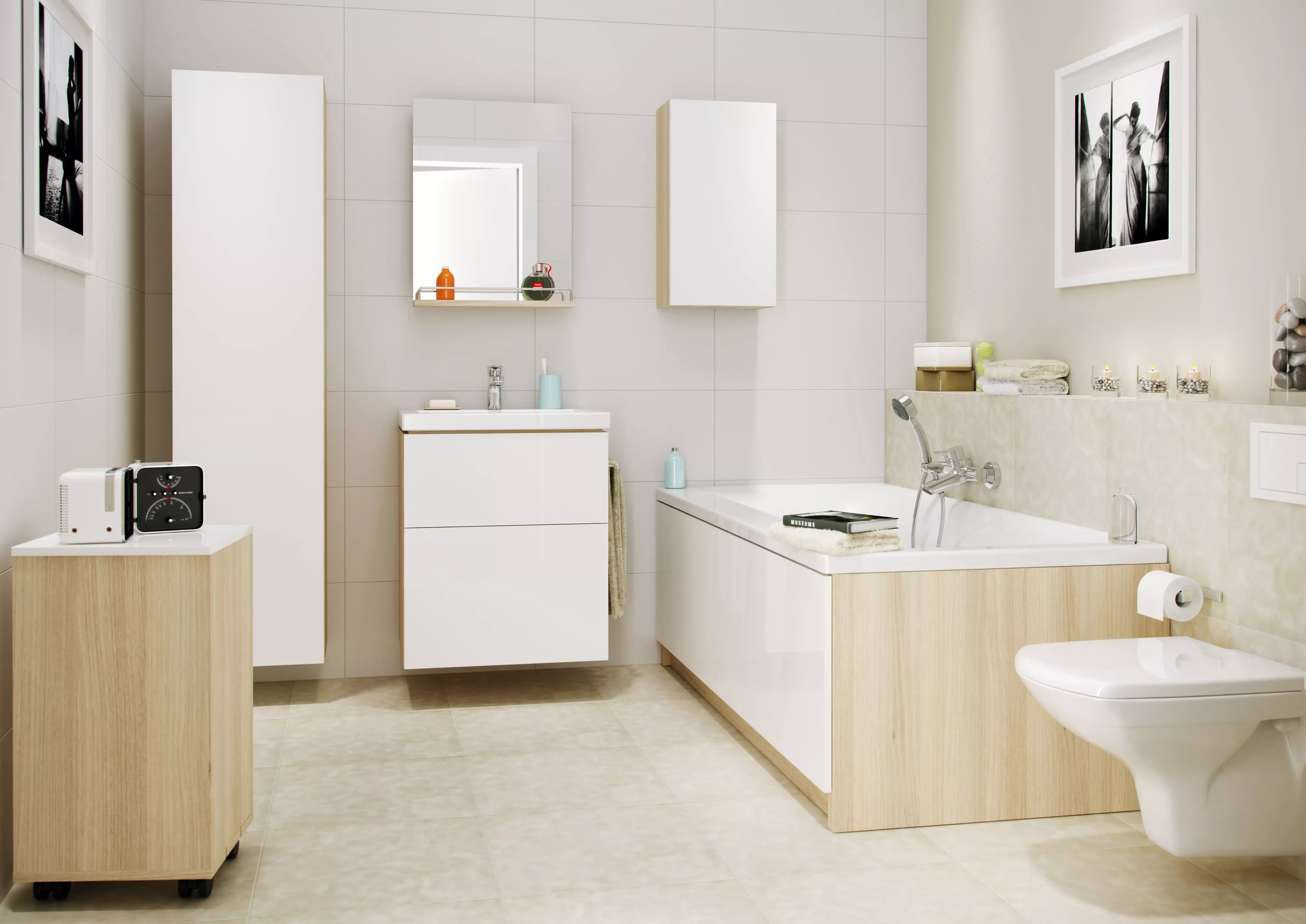 Мебель для ванной Cersanit Smart 80 ясень, белый, цвет светлое дерево - фото 1