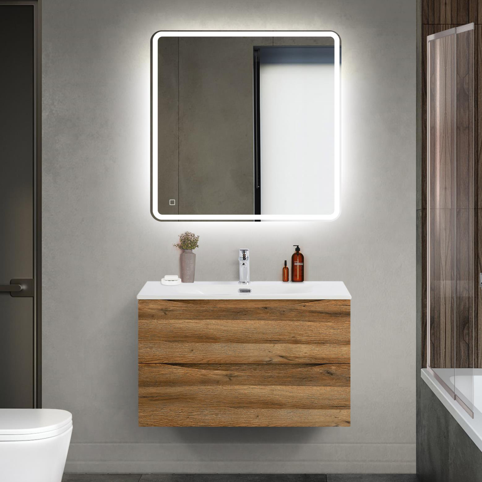 

Мебель для ванной комнаты BelBagno Marino-cer-mini 80 подвесная, rovere rustico
