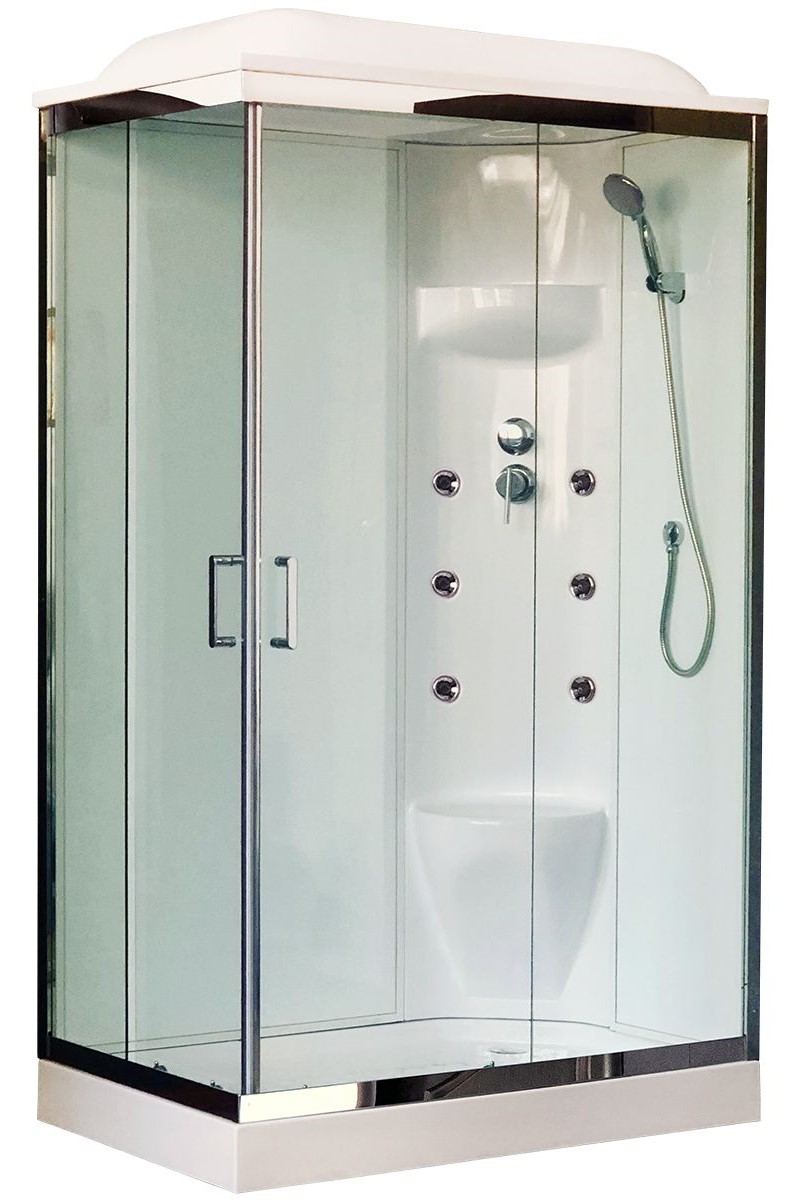 Душевая кабина Royal Bath 120x80 R стекло прозрачное задняя стенка белая с гидромассажем
