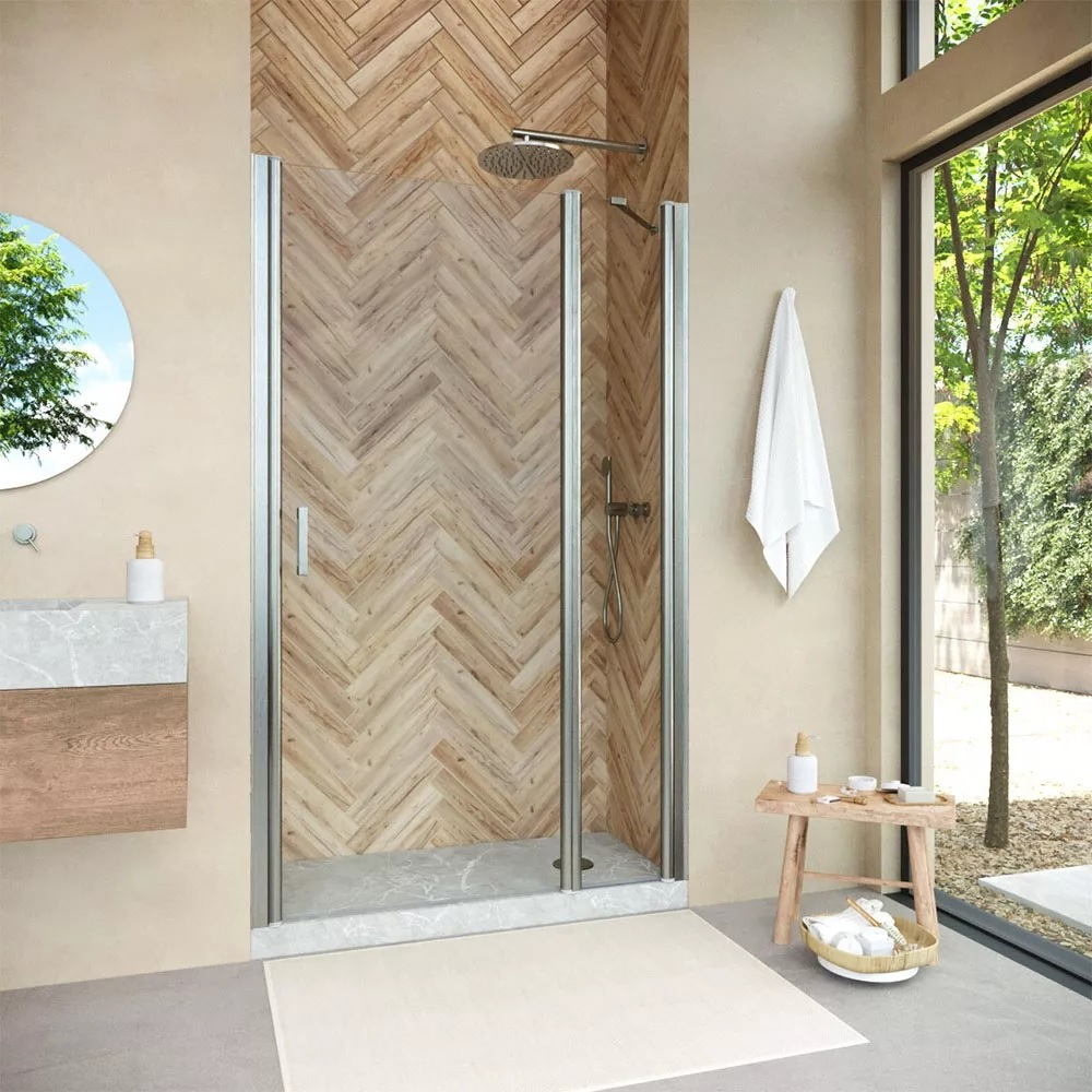 

Душевая дверь в нишу Vegas Glass EP-F-1 Novo 120 04 01 R профиль никель, стекло прозрачное