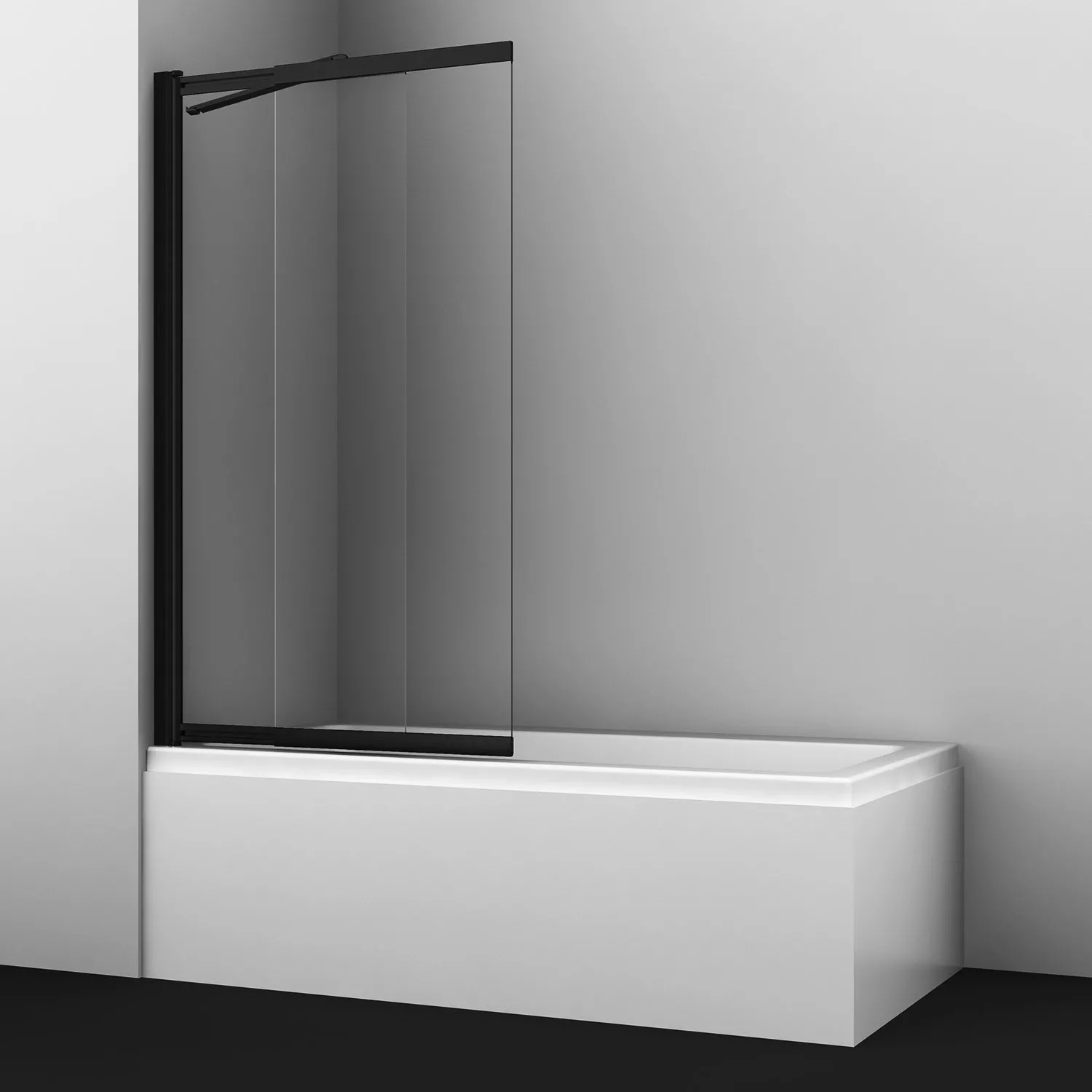 Шторка на ванну Wasserkraft Main 100х140 профиль черный стекло прозрачное