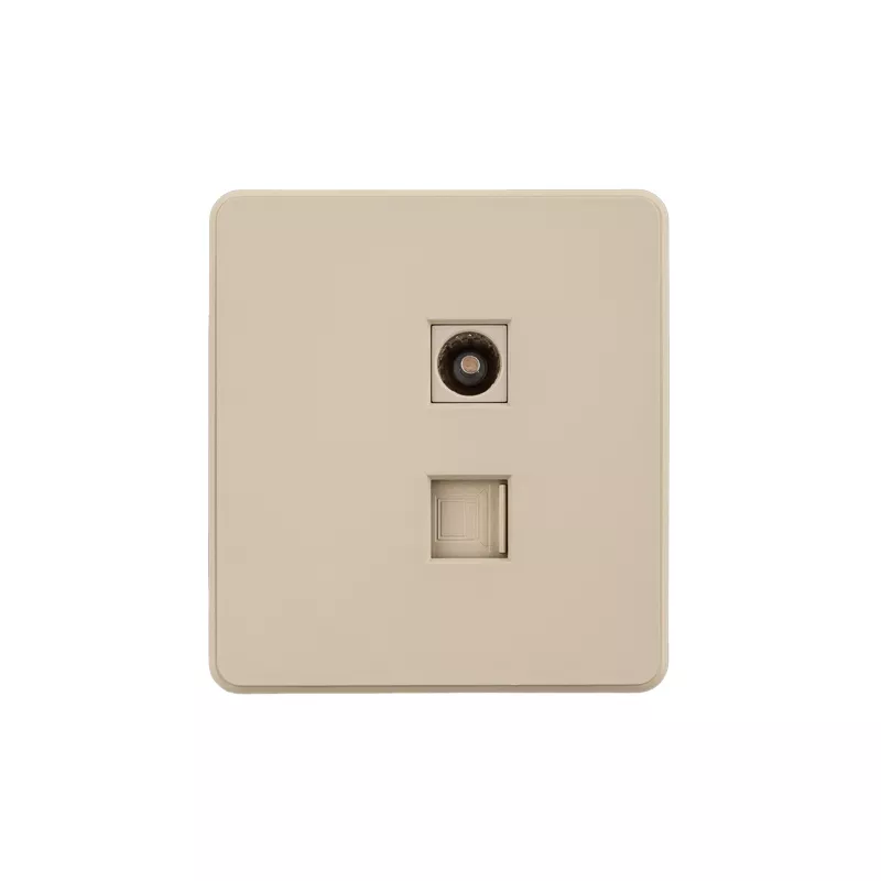Розетка ROUND компьютерная RJ45 кат6 + TV с/у шелк KRANZ KR-78-0722-7