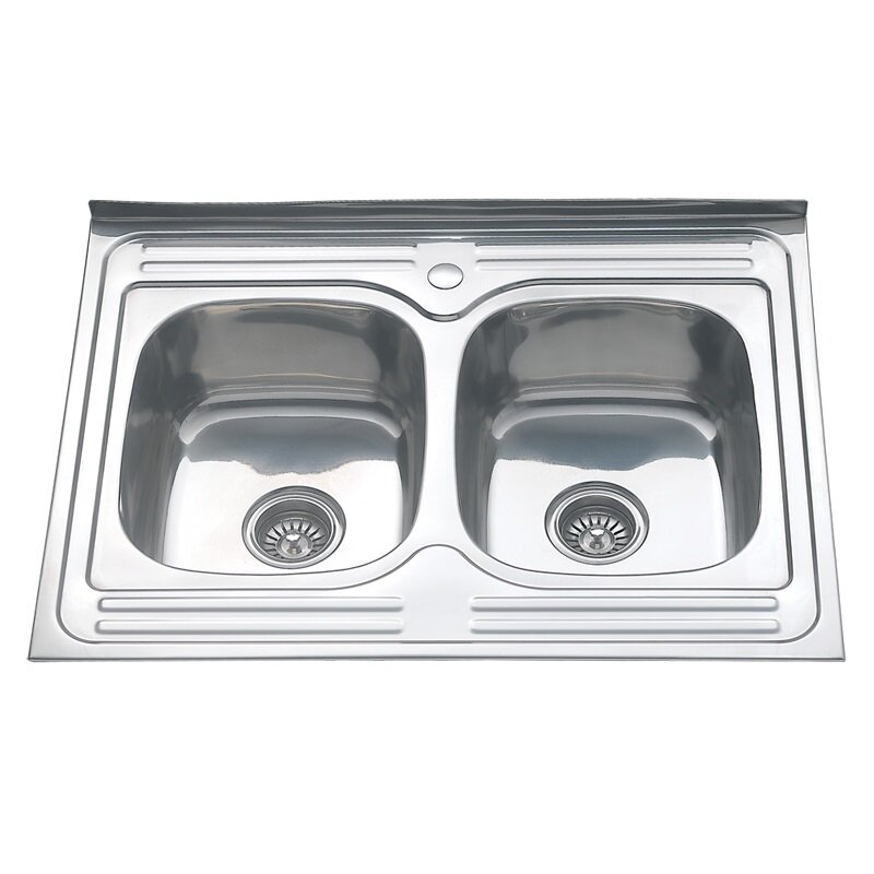 Мойка 8060S MELANA 0,8/180 2-я чаша накладная прямоугольная с сифоном (061 tb *7)