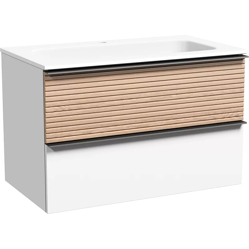 

Тумба под раковину без столешницы Sancos Delta 80 дуб светлый, белый