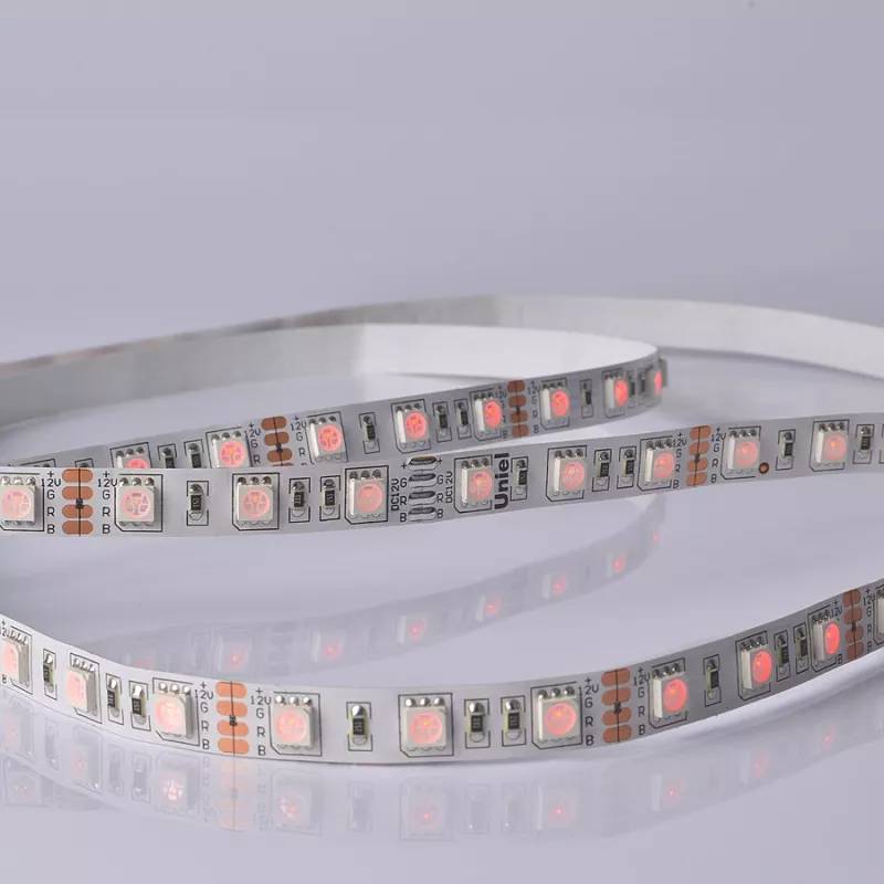 

Светодиодная лента Uniel ULS-M25-5050-60LED/m-10mm-IP20-DC12V-14,4W/m-5M-RGB PROFI катушка в герметичной упаковке