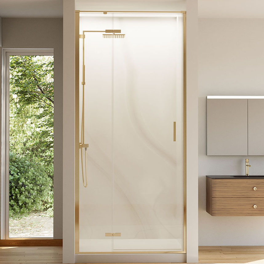 

Душевая дверь в нишу Veconi Vianno VN-73G 90 см, профиль брашированное золото, стекло прозрачное