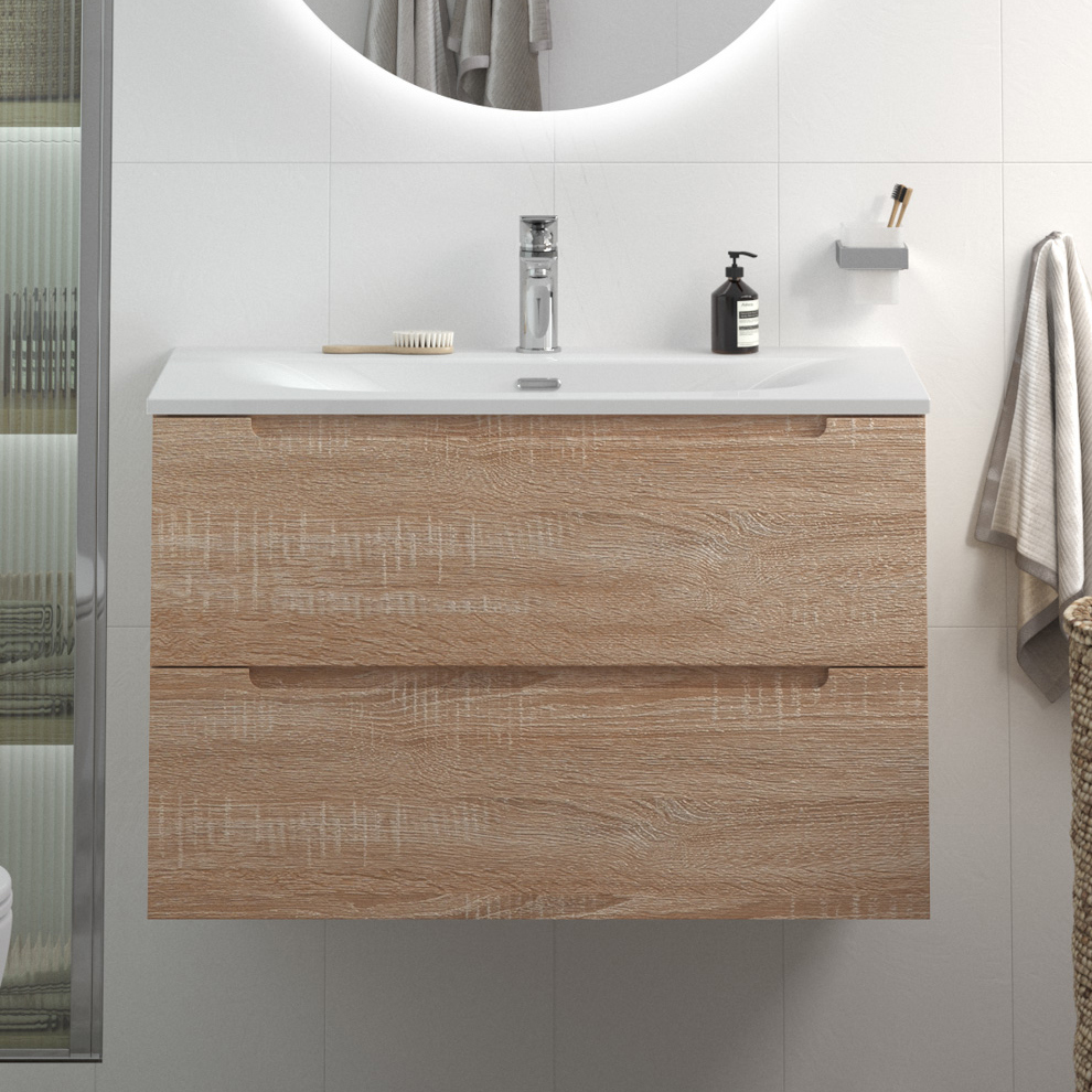 

Тумба с раковиной BelBagno Etna 90 rovere bianco, раковина BB-8099-90