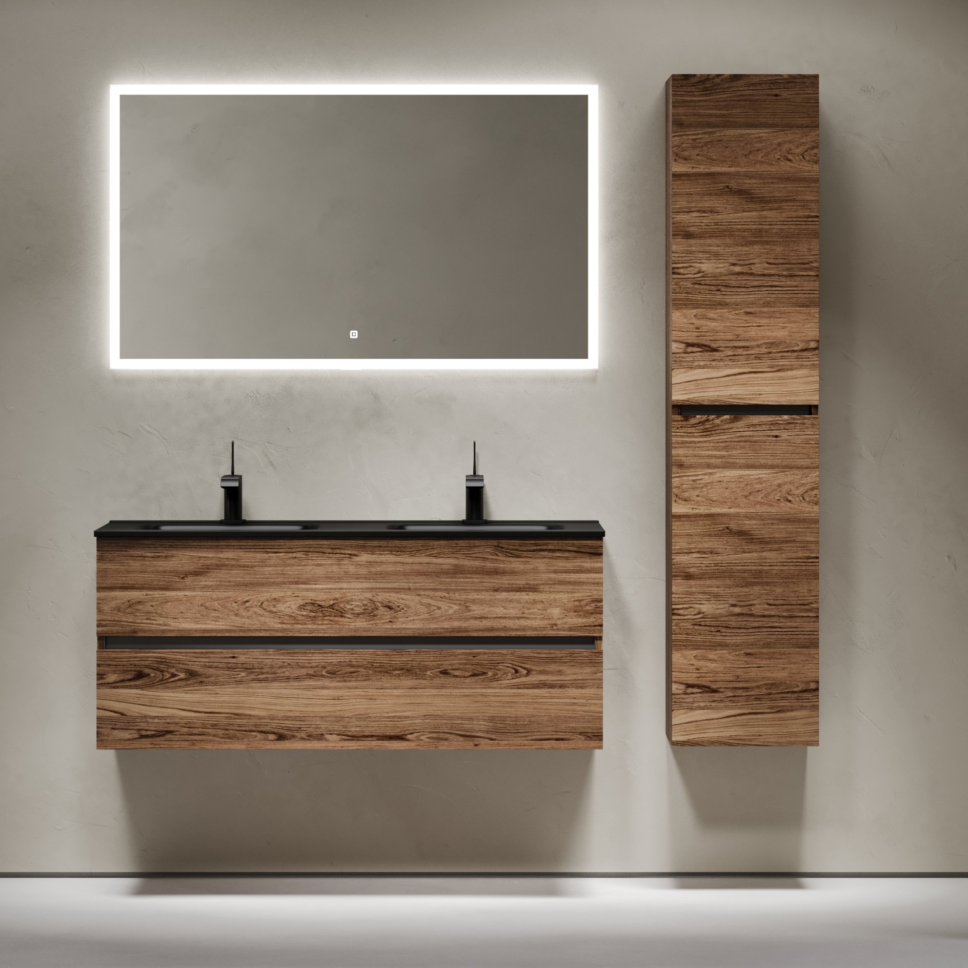 

Мебель для ванной комнаты Sancos Urban 120 дуб чарльстон, двойная черная раковина CN7004MB