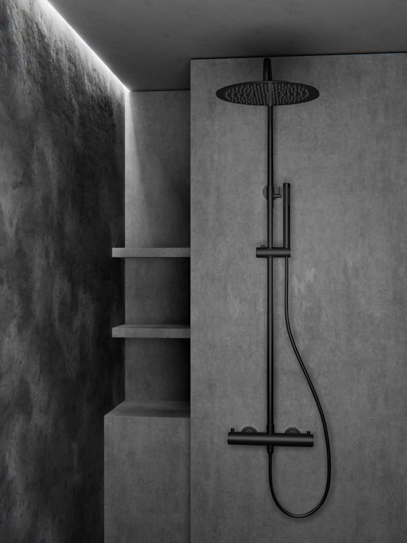 

Душевая система / Тропический душ с термостатом Knotlor SS-24/BL, черный