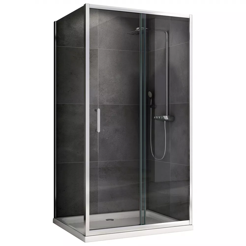   Santehnika Room Душевой уголок Abber Schwarzer Diamant AG301405-S605 140x60, профиль хром, стекло прозрачное