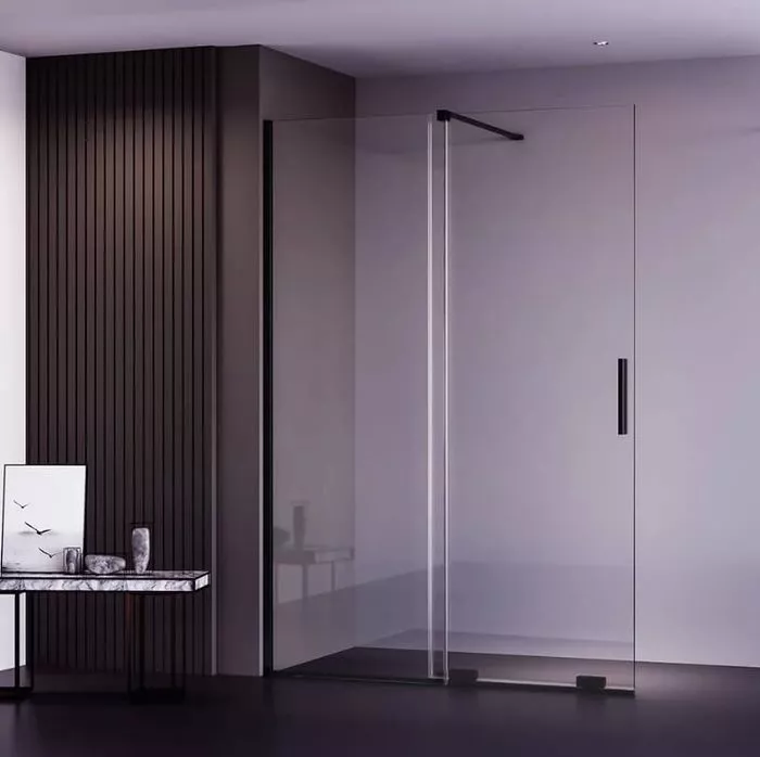 Душевые двери раздвижные  Santehnika Room Душевая дверь в нишу Veconi Premium Trento 120х200 профиль черный стекло прозрачное