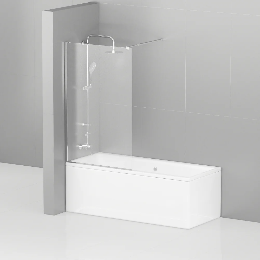 Шторка на ванну Cezares Liberta 90х155 профиль хром стекло прозрачное
