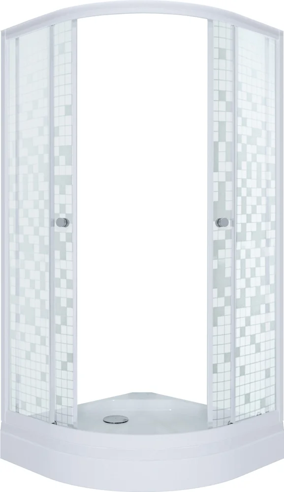 Душевой уголок Triton Стандарт 90х90 А с поддоном профиль белый стекло с узором мозаика Щ0000025432 - фото 1