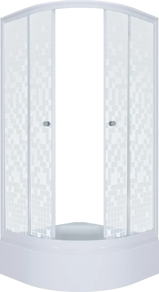 Душевой уголок Triton Стандарт 90х90 B с поддоном профиль белый стекло с узором мозаика Щ0000025436 - фото 1