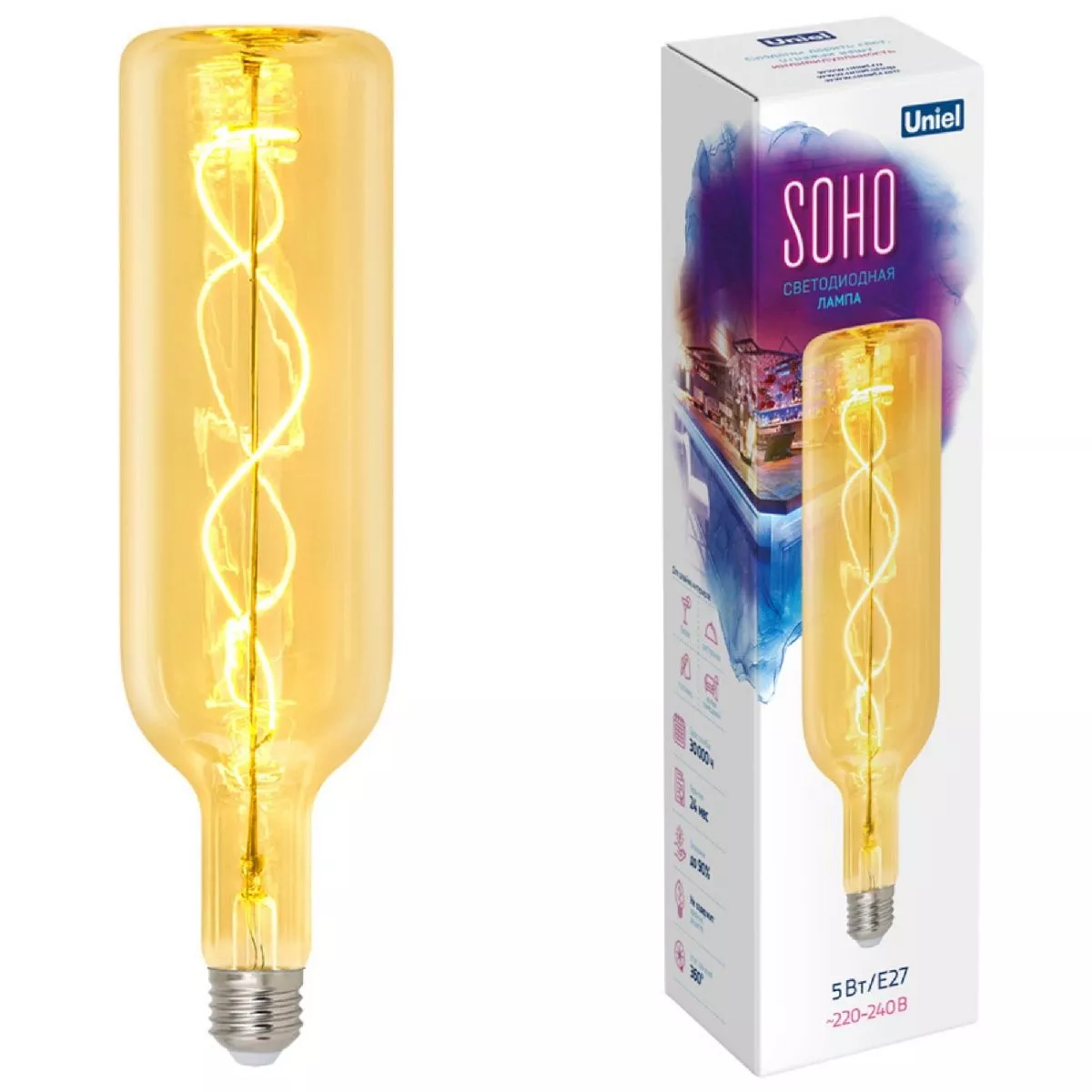 

Лампа светодиодная Uniel LED-SF21-5W/SOHO/E27/CW GOLDEN GLS77GO UL-00010070