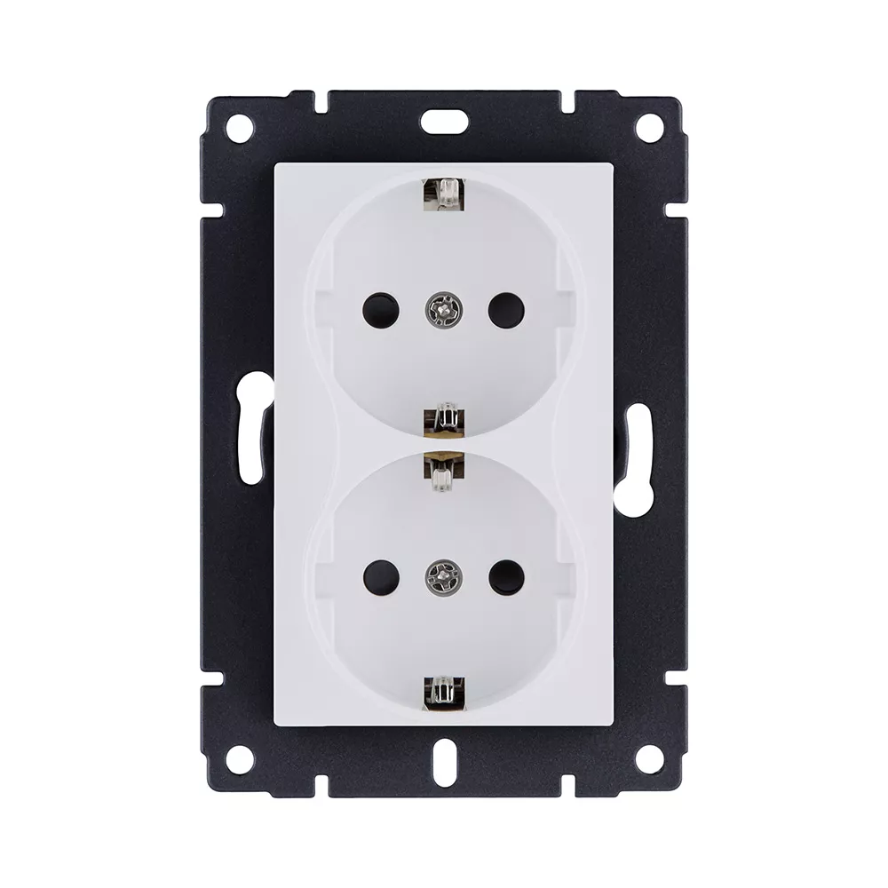 Розетка штепсельная SCHUKO двойная 16A/250 В, белый матовый Kollinger REA-032WM для Aspekt, Eleganz, Reflex