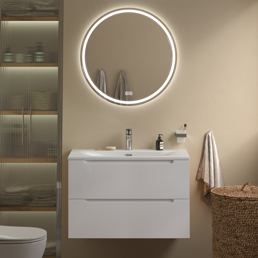 

Мебель для ванной комнаты BelBagno Etna 39 80 bianco lucido, раковина BB-8099-3-80