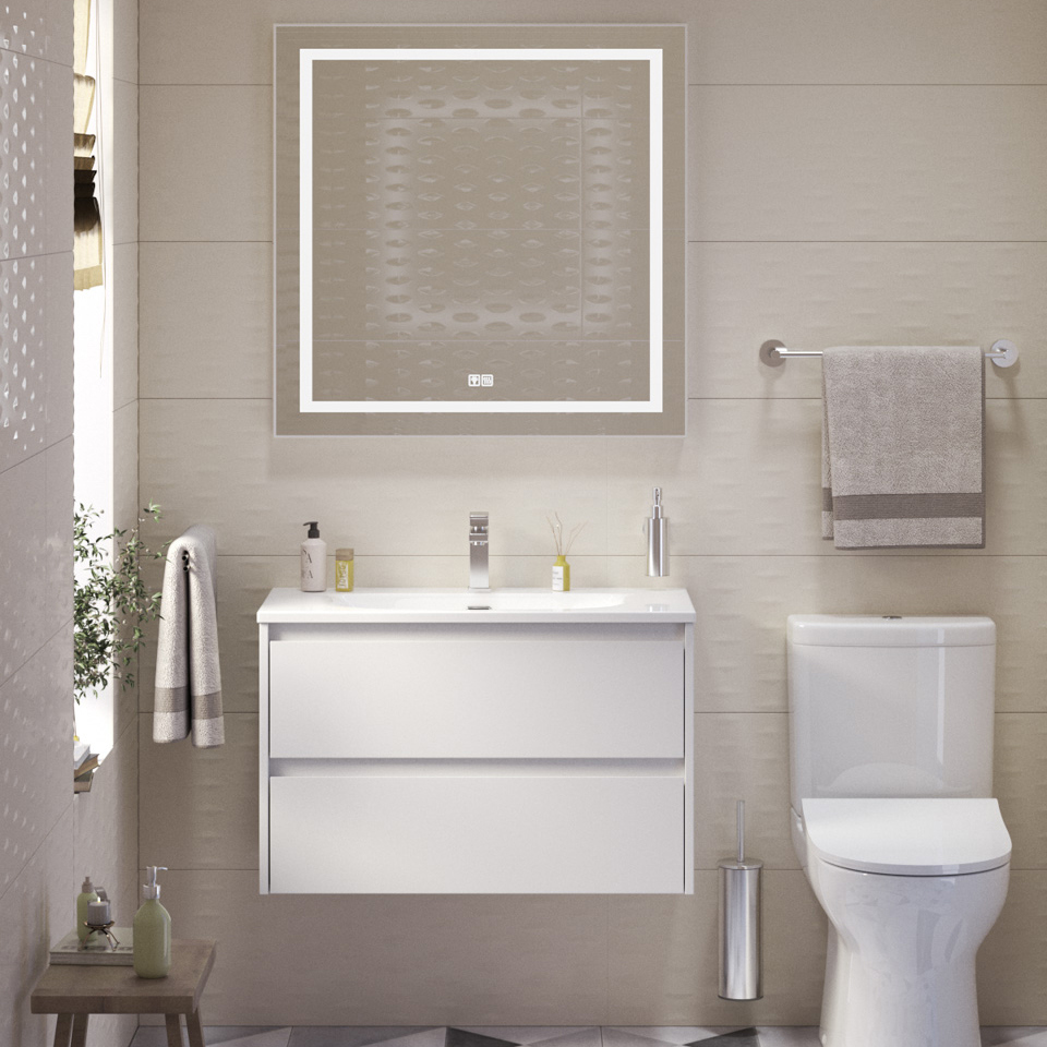 

Мебель для ванной комнаты BelBagno Kraft 39 80 bianco opaco, раковина BB-8099-3-80