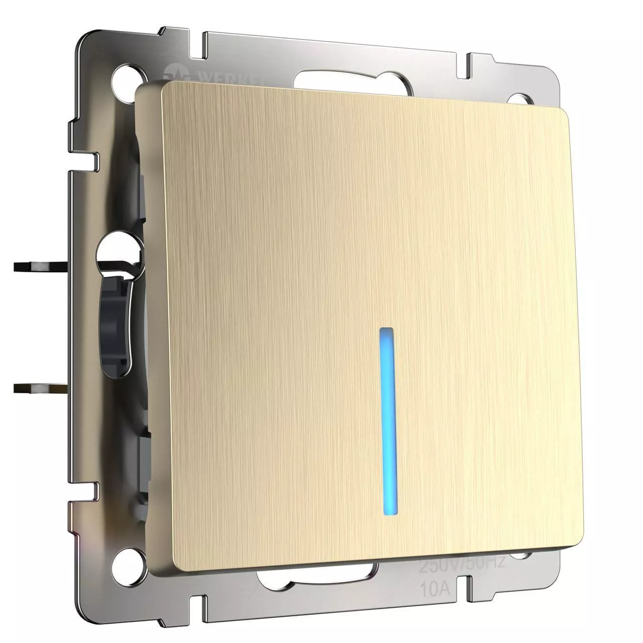 

Выключатель одноклавишный с подсветкой Werkel шампань рифленый W1110110 4690389160028