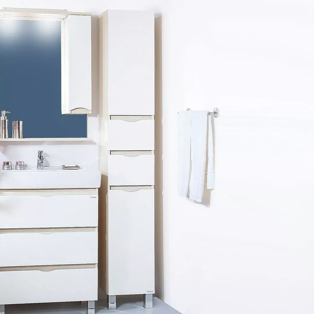 

Шкаф-пенал Бриклаер Токио 32 светлая лиственница, белый глянец