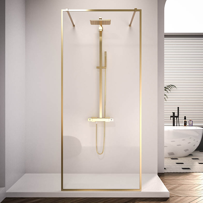 

Душевая перегородка Veconi Korato KR90G-100-01-C4 100 см, профиль брашированное золото, стекло прозрачное