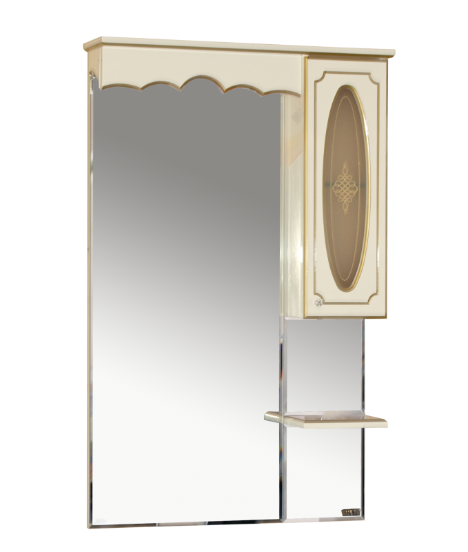 Зеркало-шкаф Misty Монако 70 R бежевый-золото с подсветкой