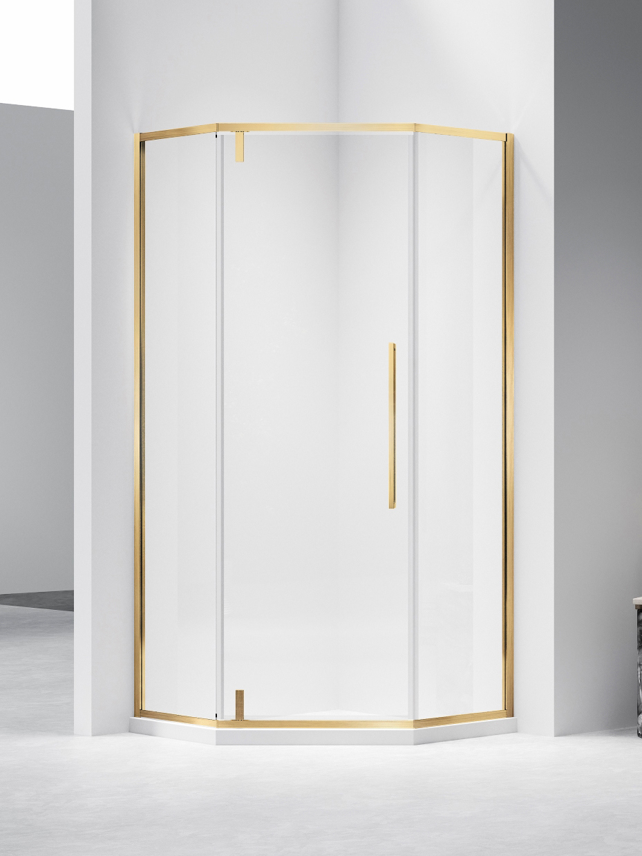 Душевой уголок Слим-Н (Slim-N) VSP-4SN100CLG, 1000*1000, брашированное золото, стекло прозрачное