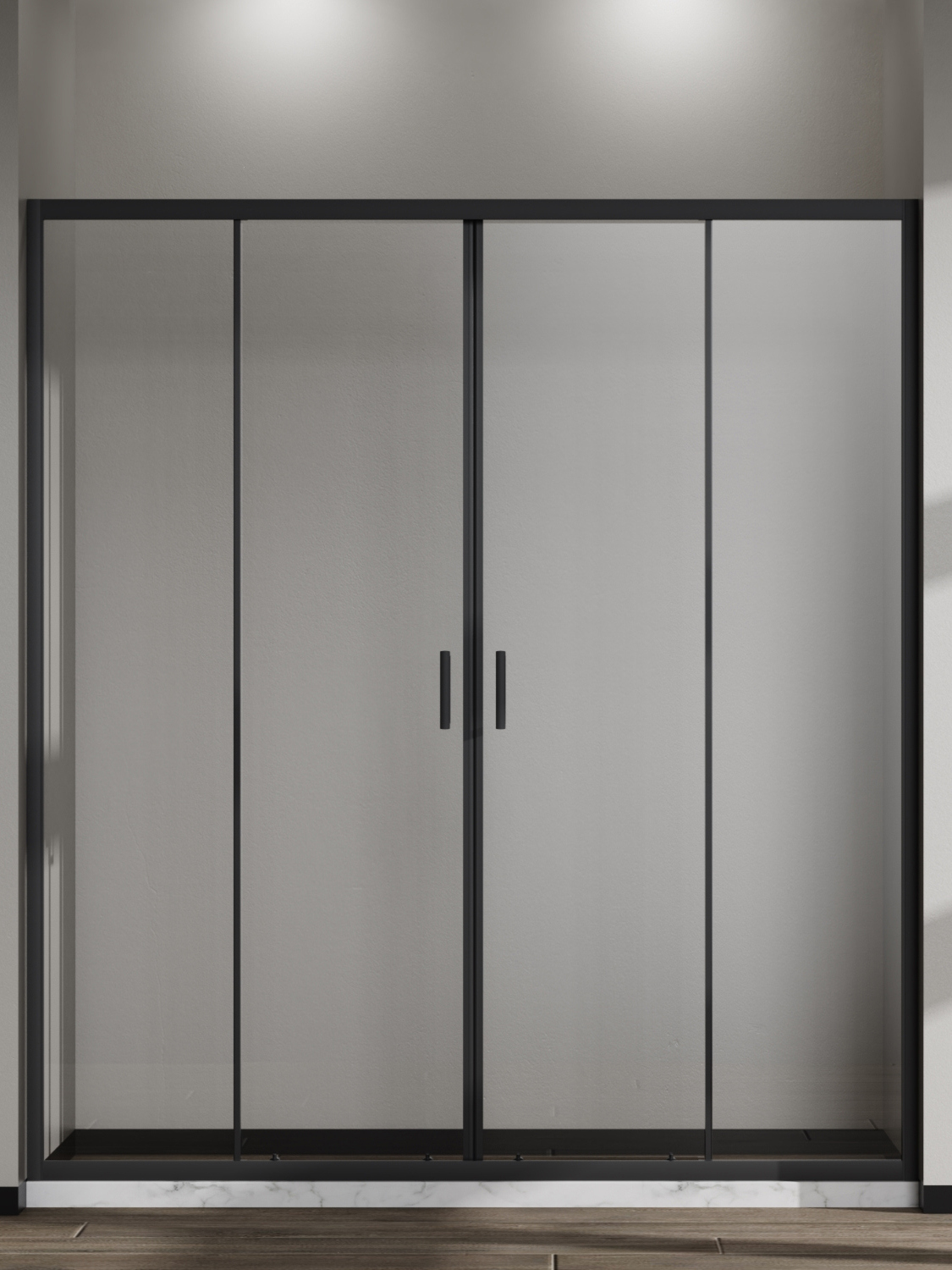 Душевая дверь в нишу Vincea Сити (City) VDS-5CT2170CLB, 170 см, профиль черный, стекло прозрачное