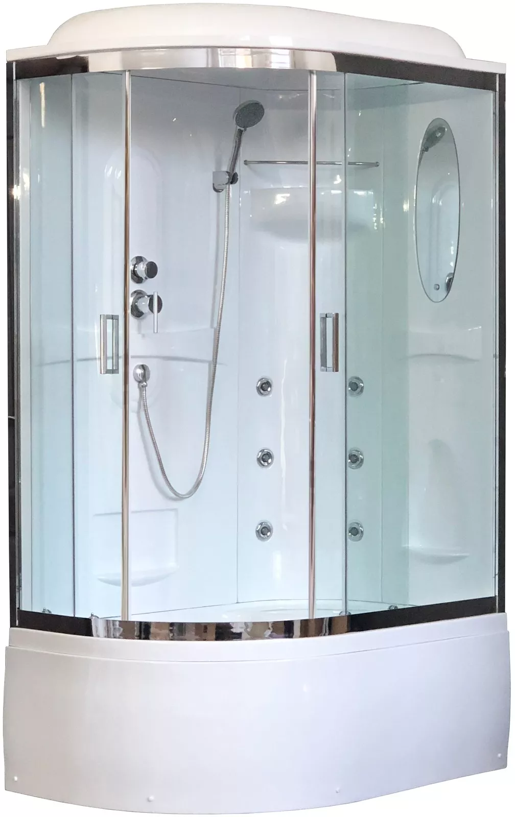 

Душевая кабина Royal Bath 120х80 R профиль хром стекло прозрачное с гидромассажем