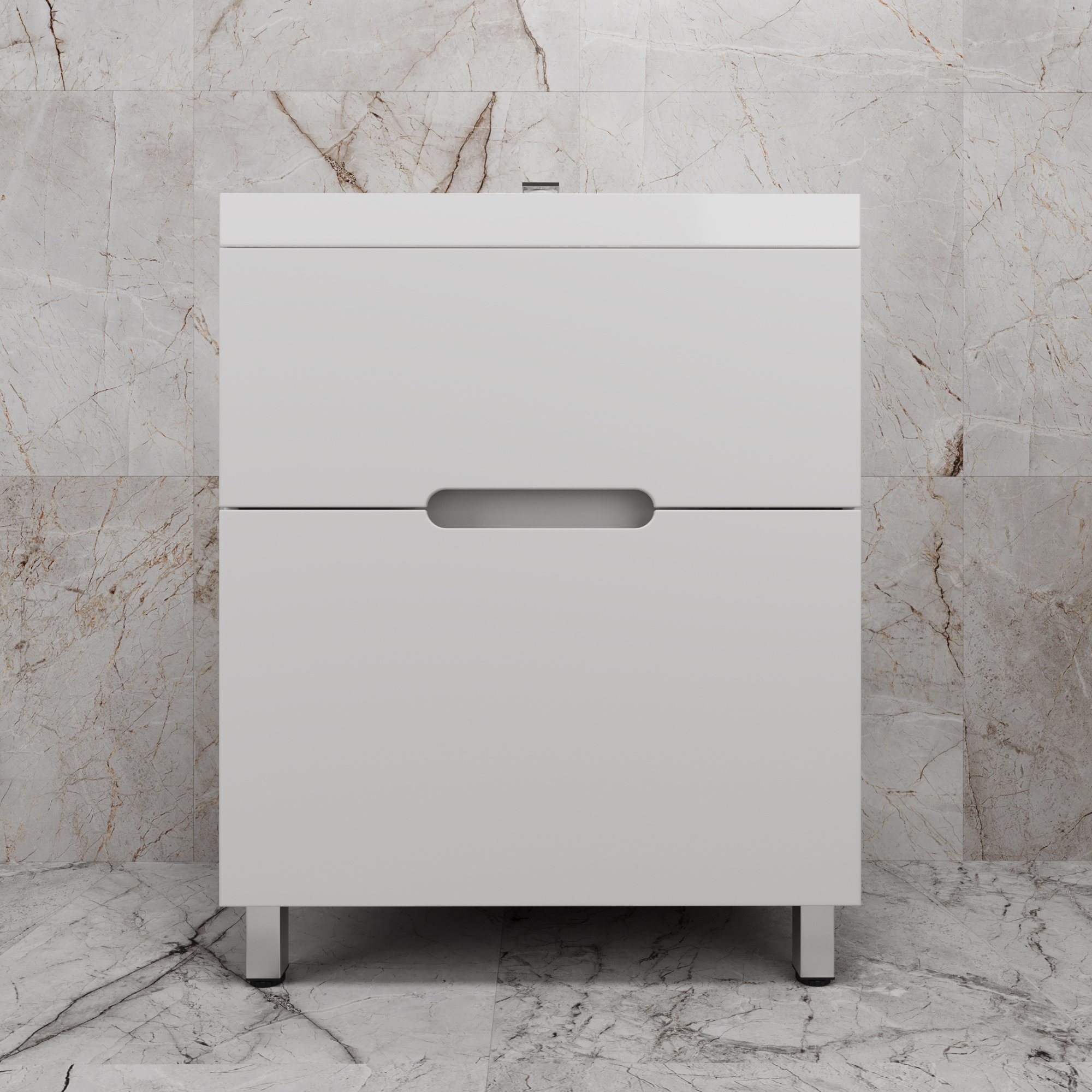 

Тумба под раковину без столешницы Style Line Матис 70 напольная, белая матовая