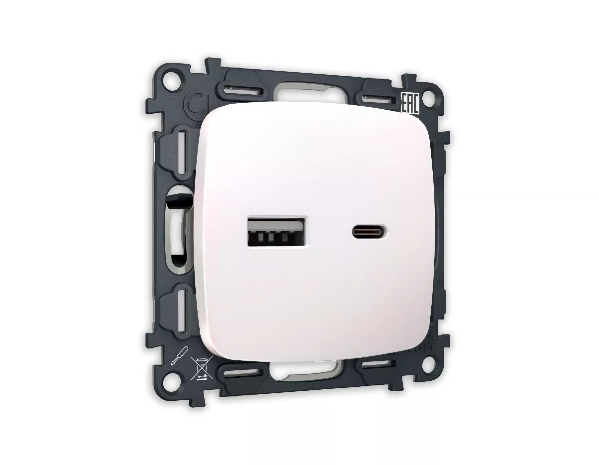 

Комплект механизма розетки 2USB A+C 20W (быстрая зарядка) Ambrella Volt Omega MO211010