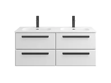 

Тумба под раковину подвесная для раковины с двумя чашами Cezares Eco 120 белая, Bianco Lucido