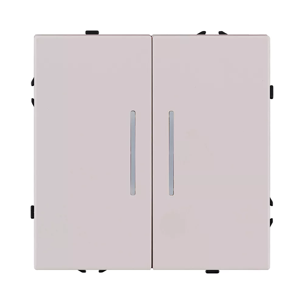 Выключатель 2-клавишный 10А/250В с LED подсветкой, кашемир матовый Kollinger Eclipse EC-010CM
