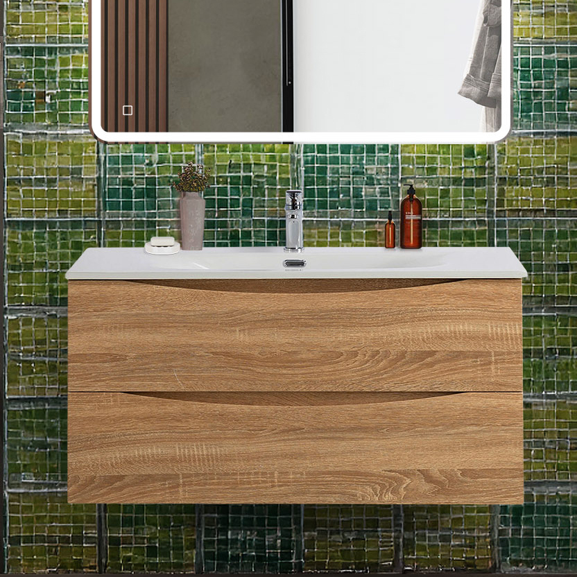 

Тумба с раковиной BelBagno Marino-cer-n 100 подвесная, rovere bianco