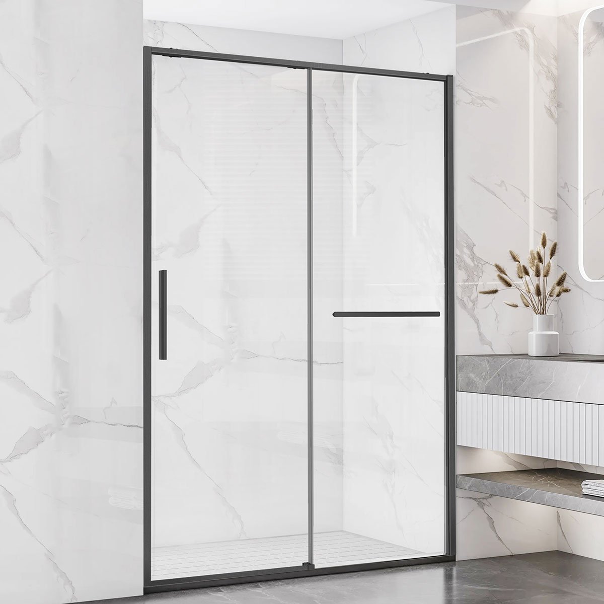 

Душевая дверь в нишу Vincea Slim Soft VDS-1SS130CLGM 130 см, профиль вороненая сталь, стекло прозрачное