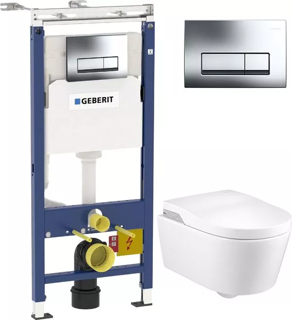 

Комплект Geberit Duofix Платтенбау 458.125.21.1 4 в 1 с кнопкой смыва + Унитаз подвесной Roca Inspira in-wash