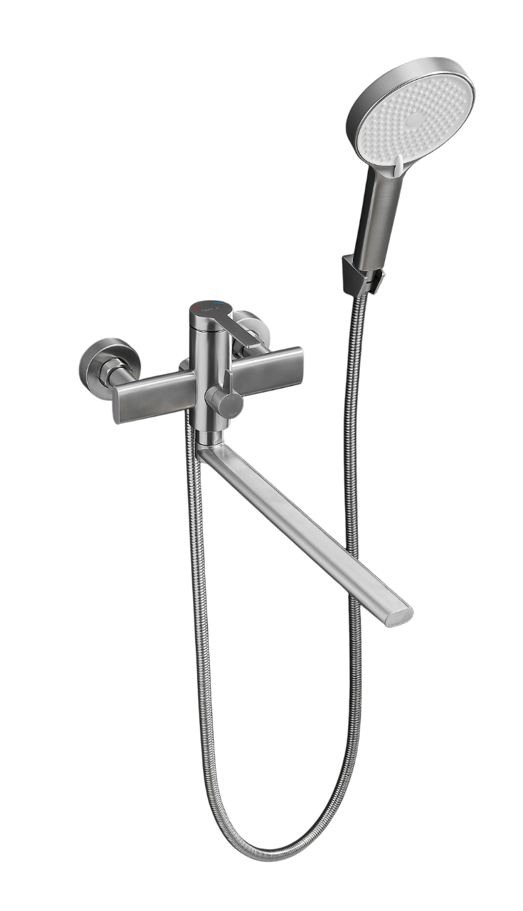 

Смеситель с длинным изливом для ванны BELZ B813 B22813-1 сатин