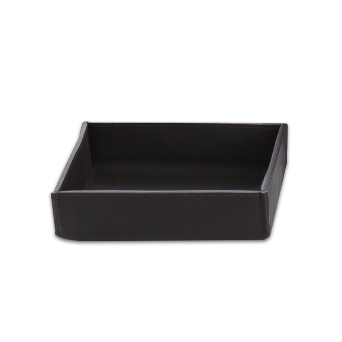 DECOR WALTHER (NAPPA TAB S) Лоток для мелочей, натуральная кожа 5,5 X 17 X 17 см, цвет черно-коричневый (BLACK BROWN)