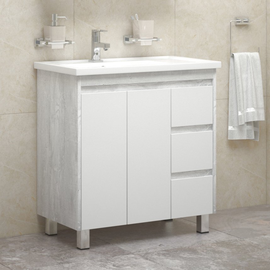 

Тумба под раковину без столешницы Corozo Остин 80 Z3 напольная, пайн белый