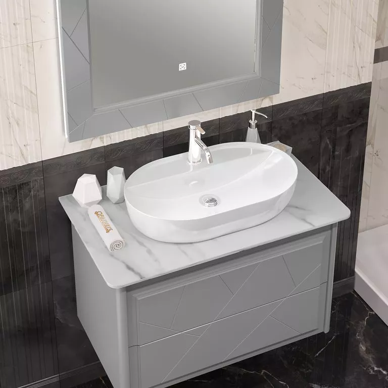 Столешница для тумбы Opadiris Луиджи 90 керамогранит белый мрамор 20021₽