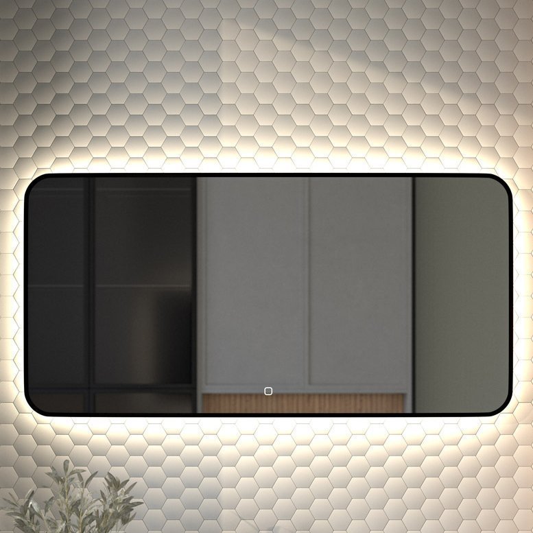 

Зеркало Defesto Aura DF 2968SH 120x60, с нейтральной подсветкой, сенсорный выключатель, черное