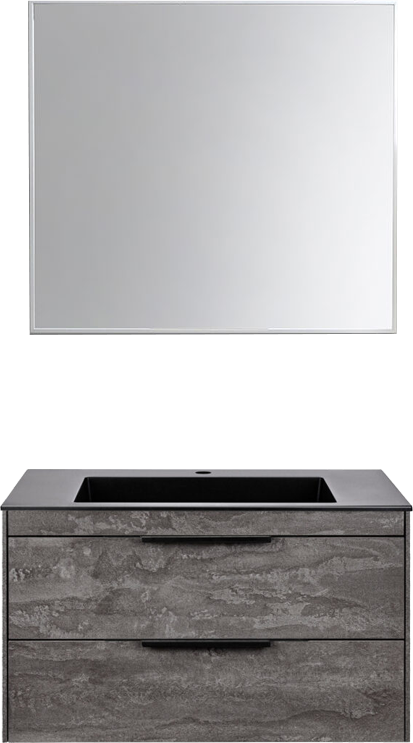 

Мебель для ванной комнаты Vincea Chiara 2D 80, 2 ящика, камень, с серой раковиной