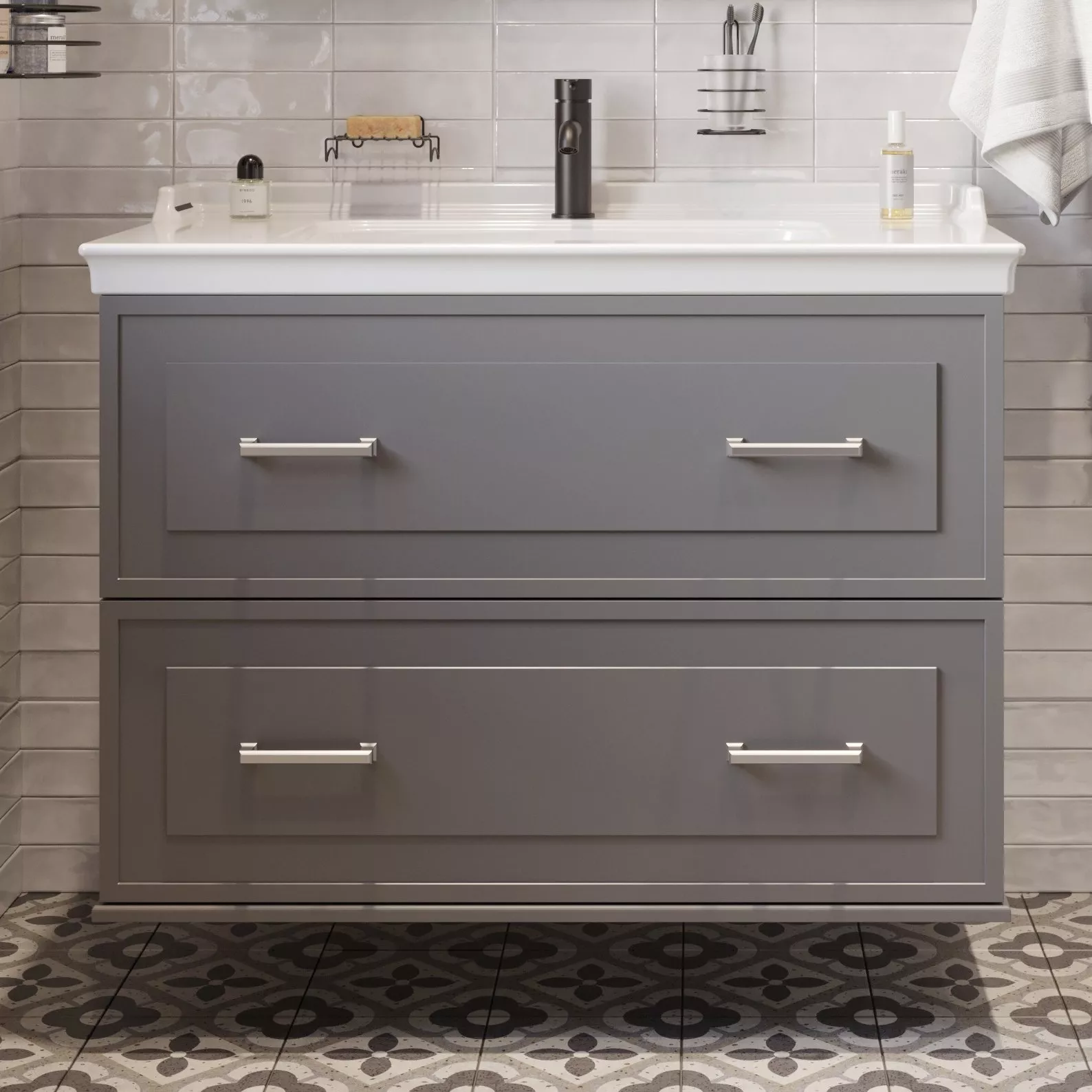 

Тумба с раковиной STWORKI Хадстен 100 серая