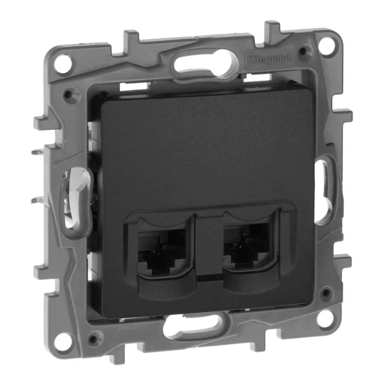 

Розетка компьютерная 2хRJ45 Legrand Etika 5 кат UTP антрацит 672655