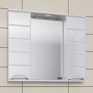 Купить Зеркало в ванную Санта Родос 80 см (106017), шкаф-зеркало, белый